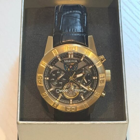 Authentic Heritor 44mm Automatic Hannibal Semi-Skeleton Leather-Band Watch - Picture 5 of 9